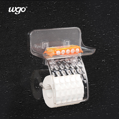 WGO 透明な浴室 壁に装着されたトイレットペーパーホルダー 携帯電話収納用棚付き ティッシュロールディスペンサー