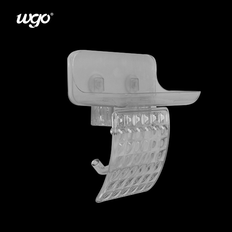 WGO 透明な浴室 壁に装着されたトイレットペーパーホルダー 携帯電話収納用棚付き ティッシュロールディスペンサー